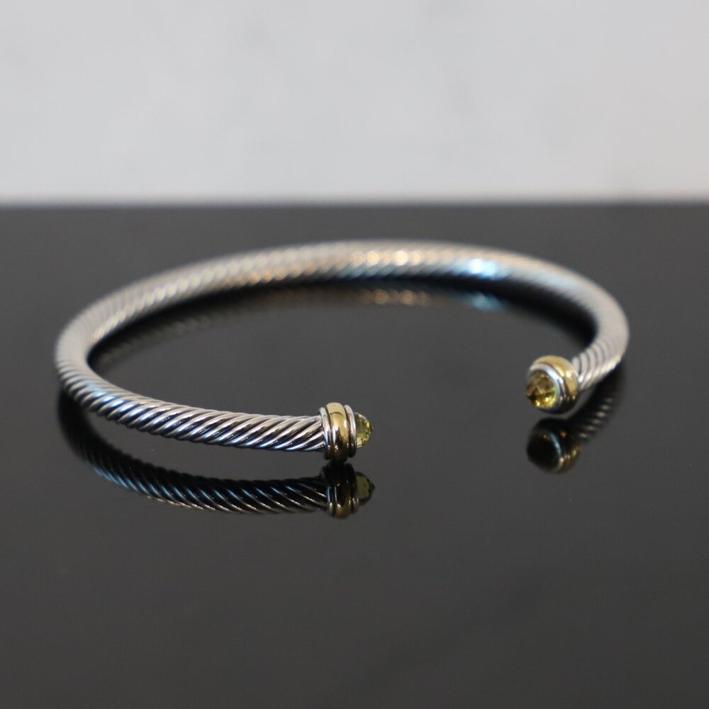 David Yurman 4mm Sterling Silver Lemon Citrine with 18K Gold Cable Bracelet